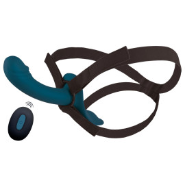 You2Toys Strap-On Set Harness & 2-Motors Vibrator with Remote Blue