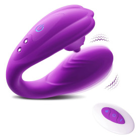 SuperLove Dual Stimulation Clitoral Tongue Vibrator with Remote Purple