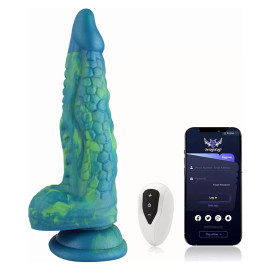HiSmith WDA043 Wildolo Realistic Monster Vibrating Silicone Dildo with App 24.5cm Blue-Green